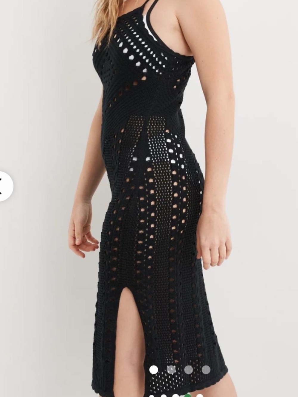 aerie Black Crochet Midi Dress with Spaghetti Straps (size xl) swim cover up - Picture 2 of 5